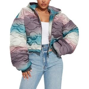 Fashion Nova Lift Me Up Puffer Jacket Coat Plus Size 2X New
